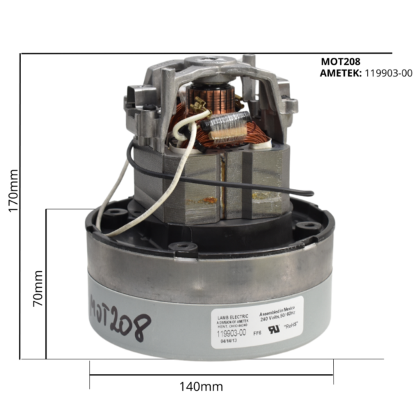 Silnik Ametek 119903-00 1400W do odkurzaczy Husky i DuoVac