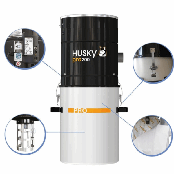 Odkurzacz Centralny jednostka Husky PRO200 + zestaw dwa węże ssące