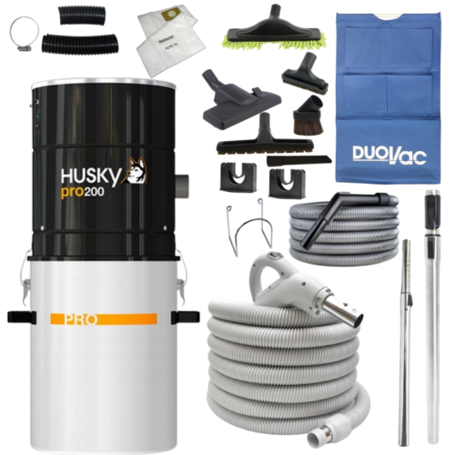 Odkurzacz Centralny jednostka Husky PRO200 + zestaw dwa węże ssące