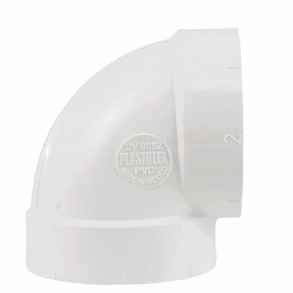 Kolano krótkie 90° dwukielichowe PVC