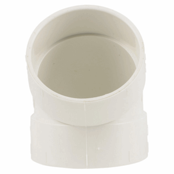Kolano krótkie 45° dwukielichowe PVC