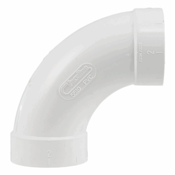 Kolano długie 90° dwukielichowe PVC