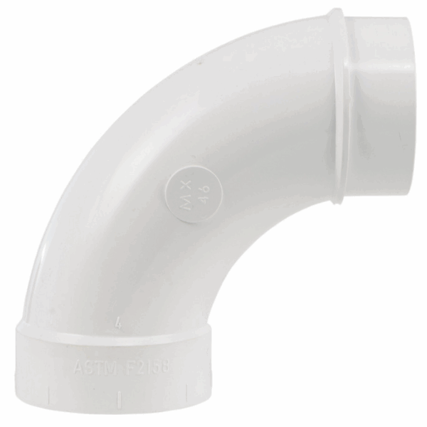 Kolano długie 90° jednokielichowe PVC