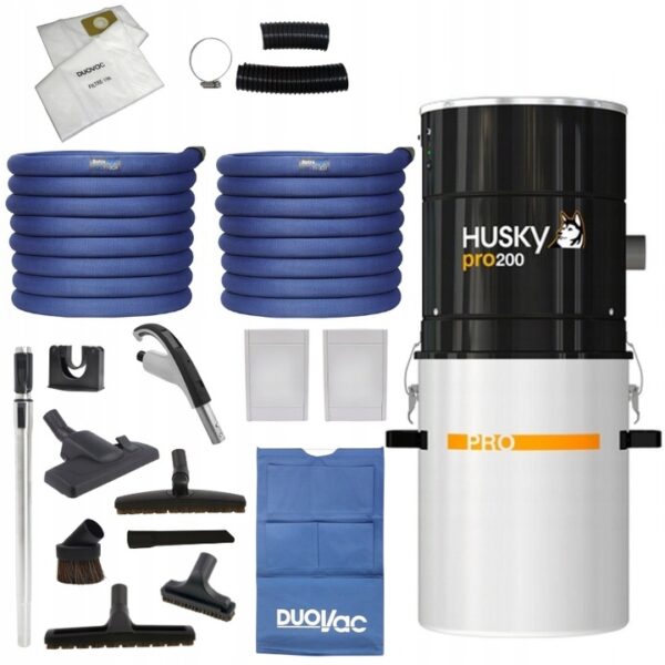 Odkurzacz Centralny jednostka Husky PRO200 + zestaw sprzątający Retraflex