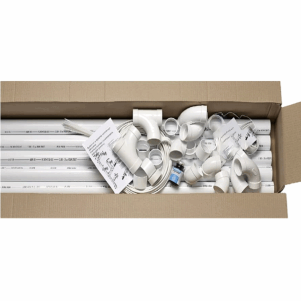 Zestaw instalacyjny pod system węża chowanego w ścianie Zestaw instalacyjny pod punkty ssące PVC rury + kształtki